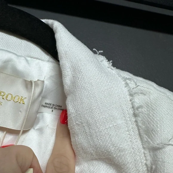 NWT Ramy Brook Gianni Raw Trim Double-Breasted Blazer White 8 - Picture 4 of 5